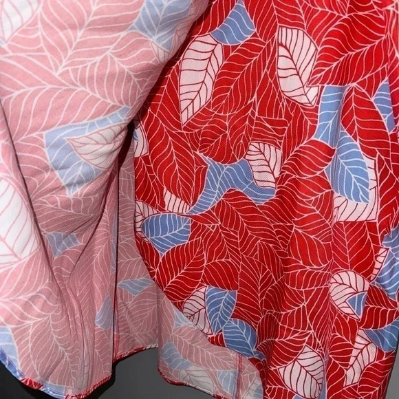 EUC UNTUCKit Wilma Coral Orange Tropical Print Wrap Midi Skirt Size Large - Picture 3 of 8